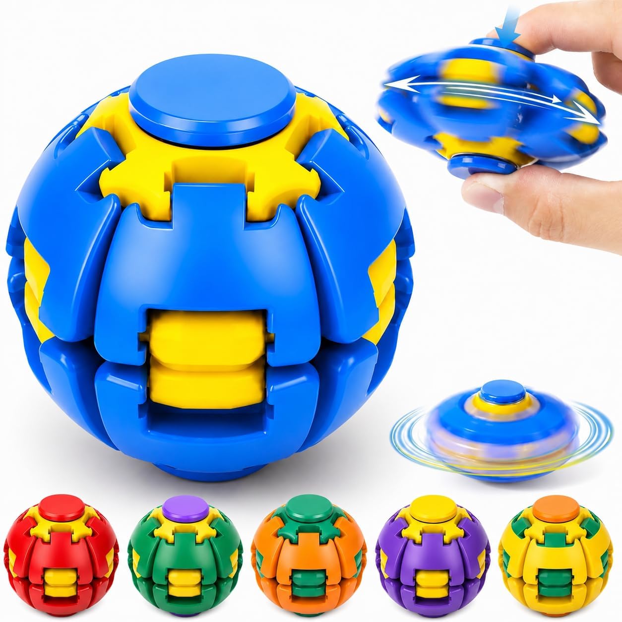 Press to Spin Fidget Ball, 360 Degree Rotating Spinner