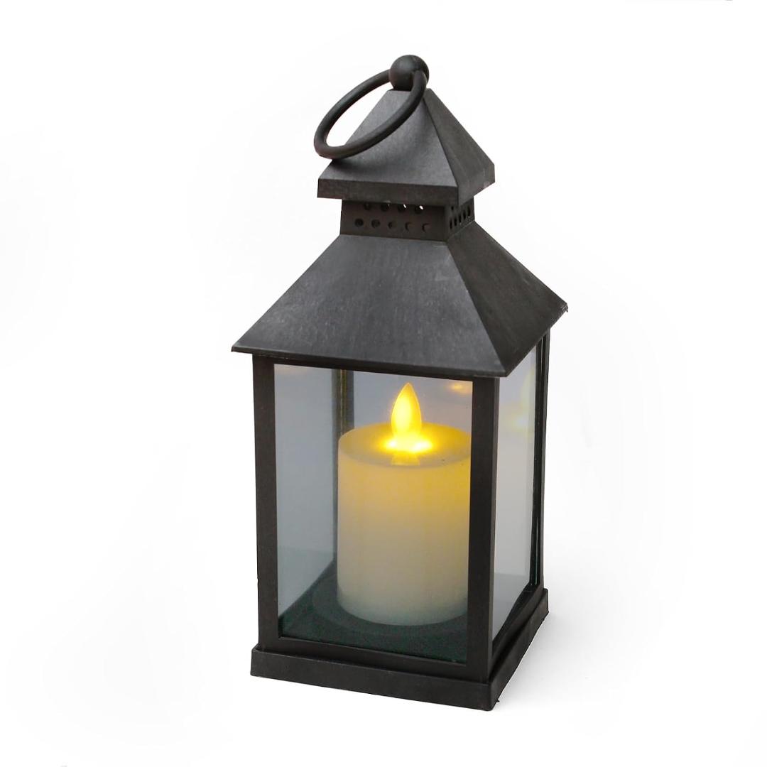 Vintage LED Lantern with Pillar Candle
