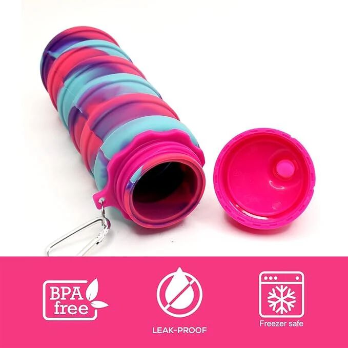 Water Bottle, Solid Colour Silicone Foldable
