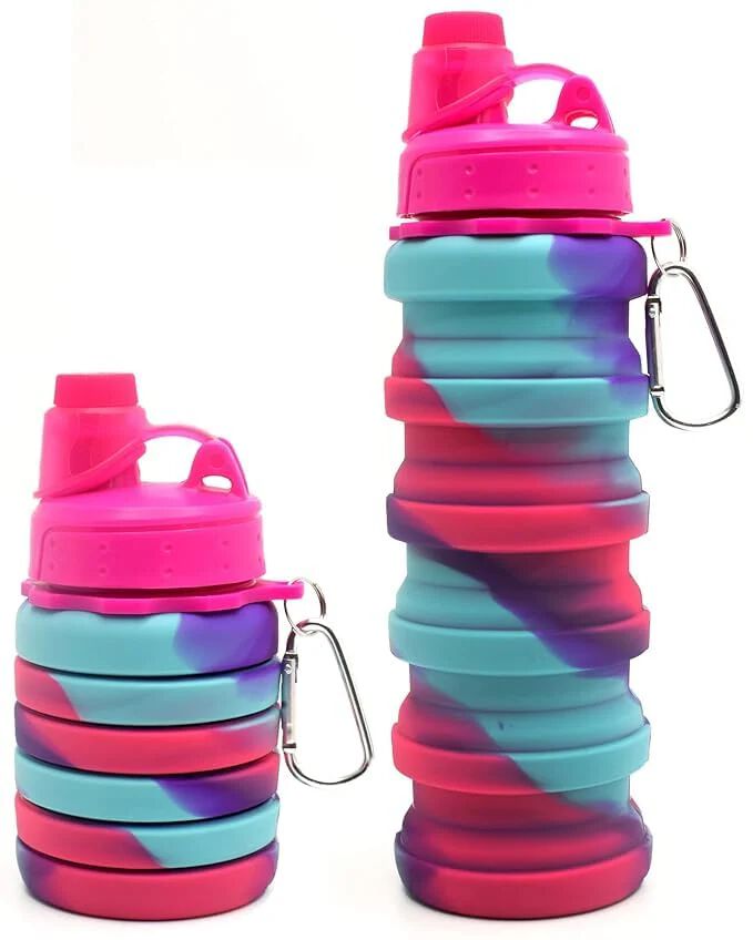 Water Bottle, Solid Colour Silicone Foldable